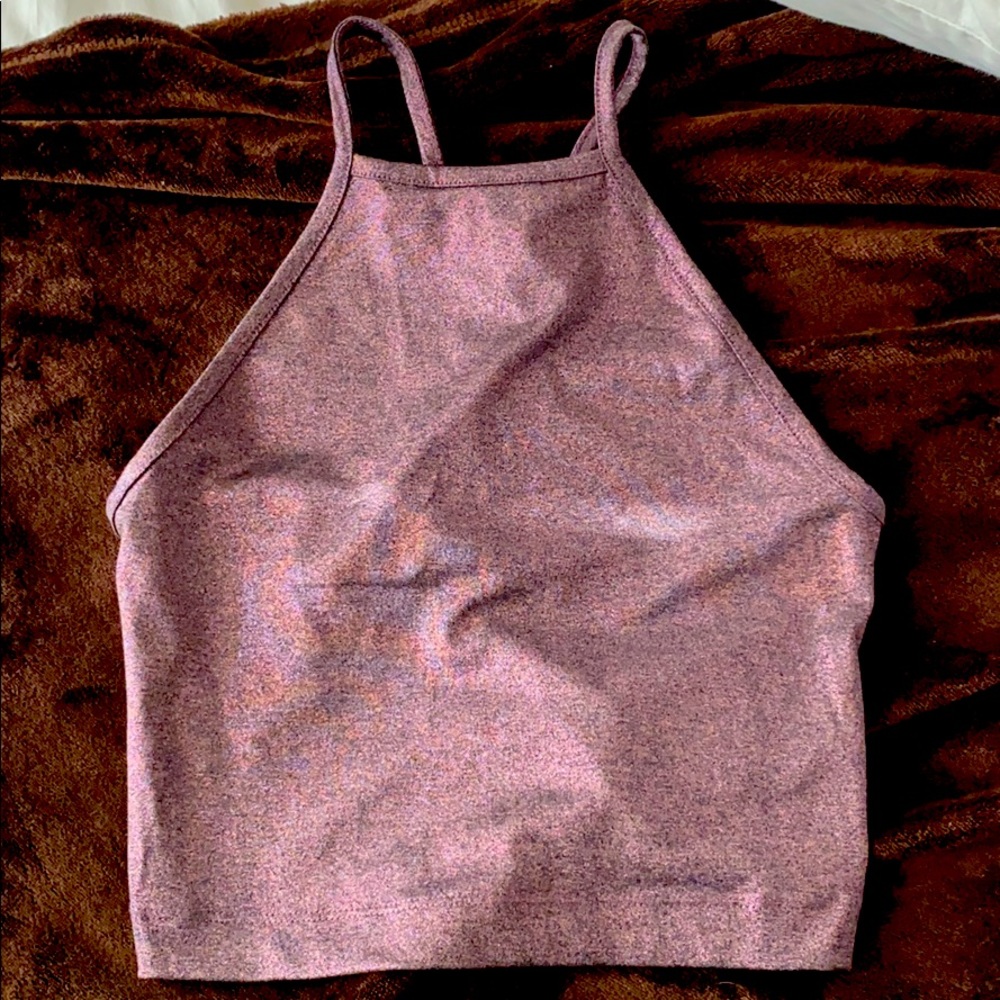 Purple metallic crop top
